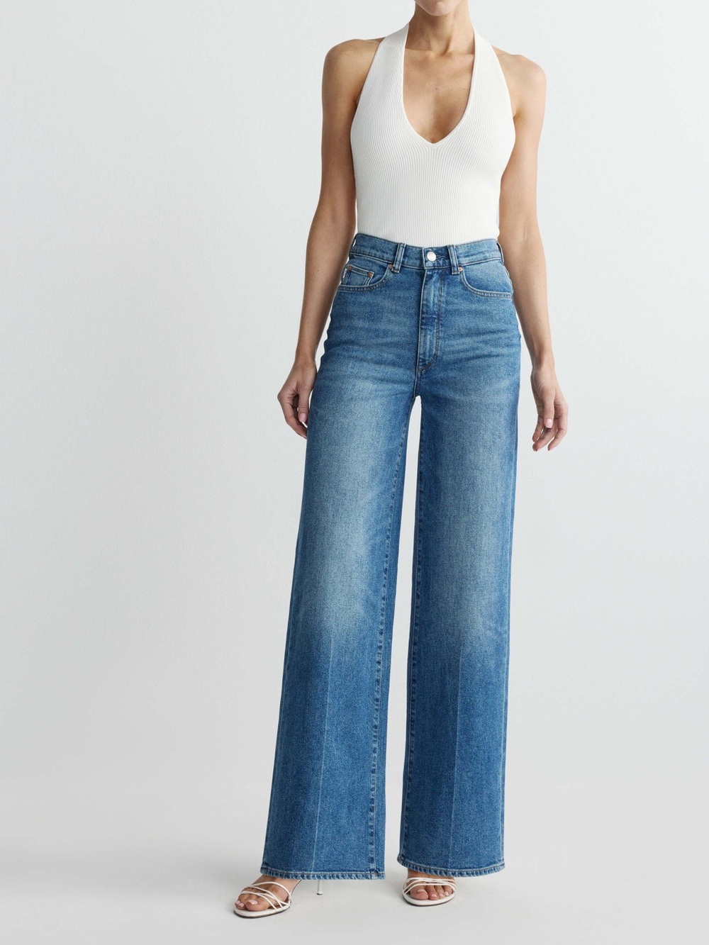 DL1961 Hepburn Wide Leg High Waist Classic Jeans in Naples Blue Size 31